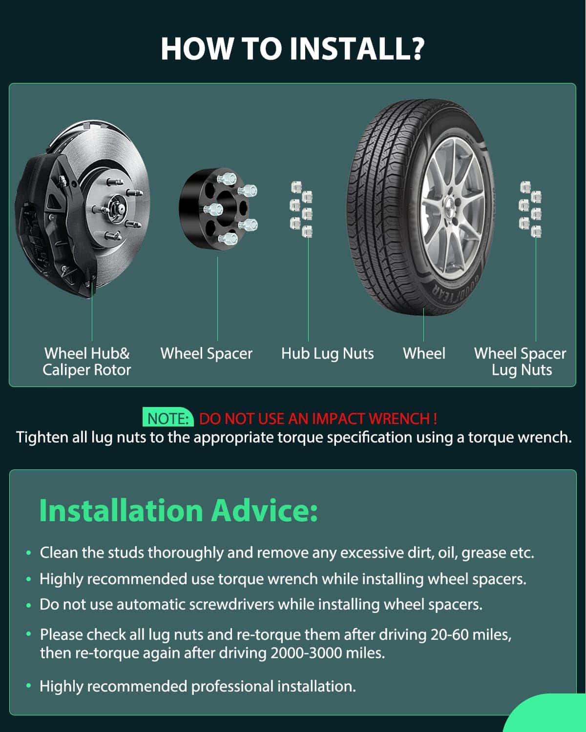 Espaciadores de Rueda SCITOO 5x4.75 de 2 pulgadas Centro de - Imagen 6