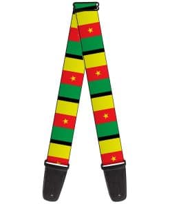 Correa para guitarra con bandera de Camerún de 2 pulgadas