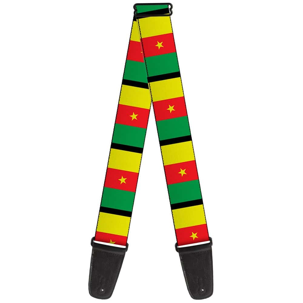 Correa para guitarra con bandera de Camerún de 2 pulgadas