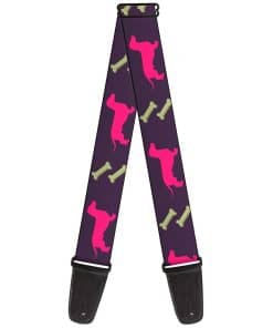 Correa de guitarra Buckle-Down Dachshunds Bones Púrpura