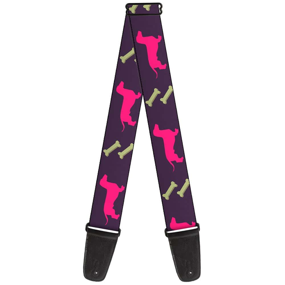 Correa de guitarra Buckle-Down Dachshunds Bones Púrpura