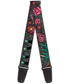 Correa de guitarra Buckle-Down Love Kills Gris 2 pulgadas