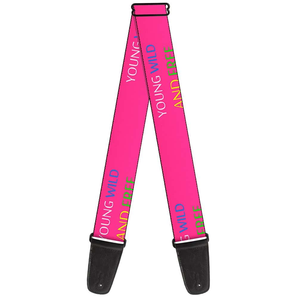 Correa de guitarra Buckle-Down Young Wild And Free Rosa