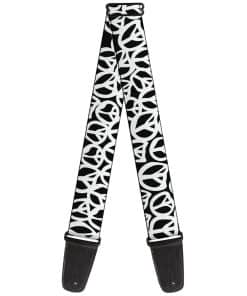 Correa de guitarra Peace Negra y Blanca de 2 pulgadas de