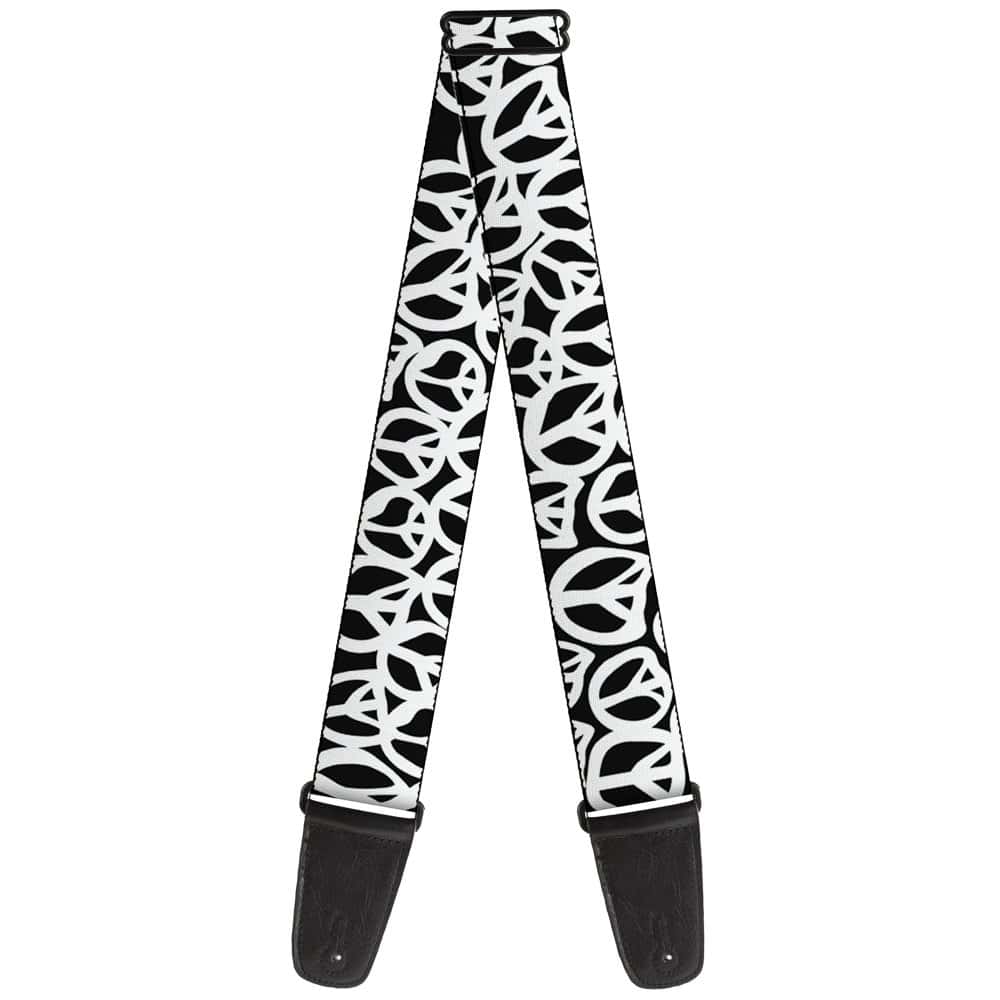 Correa de guitarra Peace Negra y Blanca de 2 pulgadas de
