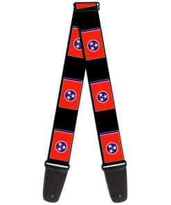 Correa de Guitarra Tennessee Flags Negra de 2 Pulgadas de