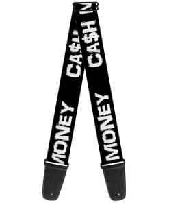 Correa de Guitarra Cash Money Negra y Blanca 2 Pulgadas de