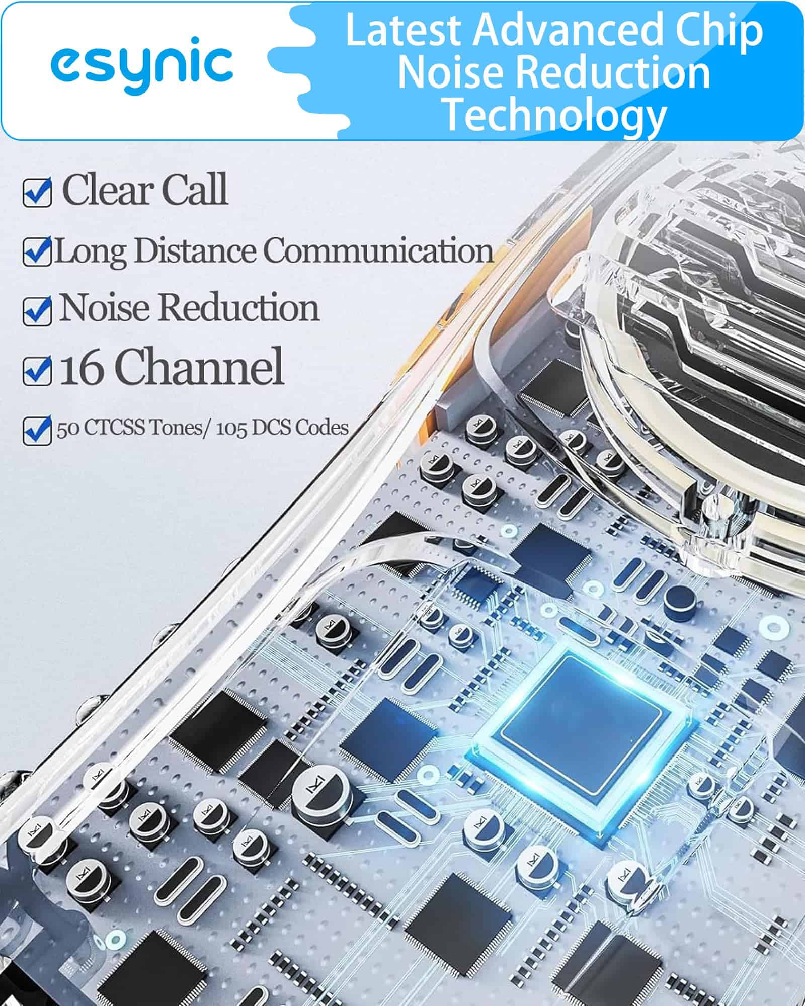 eSynic 4Pack Walkie Talkies Profesionales para Adultos - Imagen 3