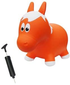 Farm Hoppers - Caballo Inflable Naranja para Niños con Bomba