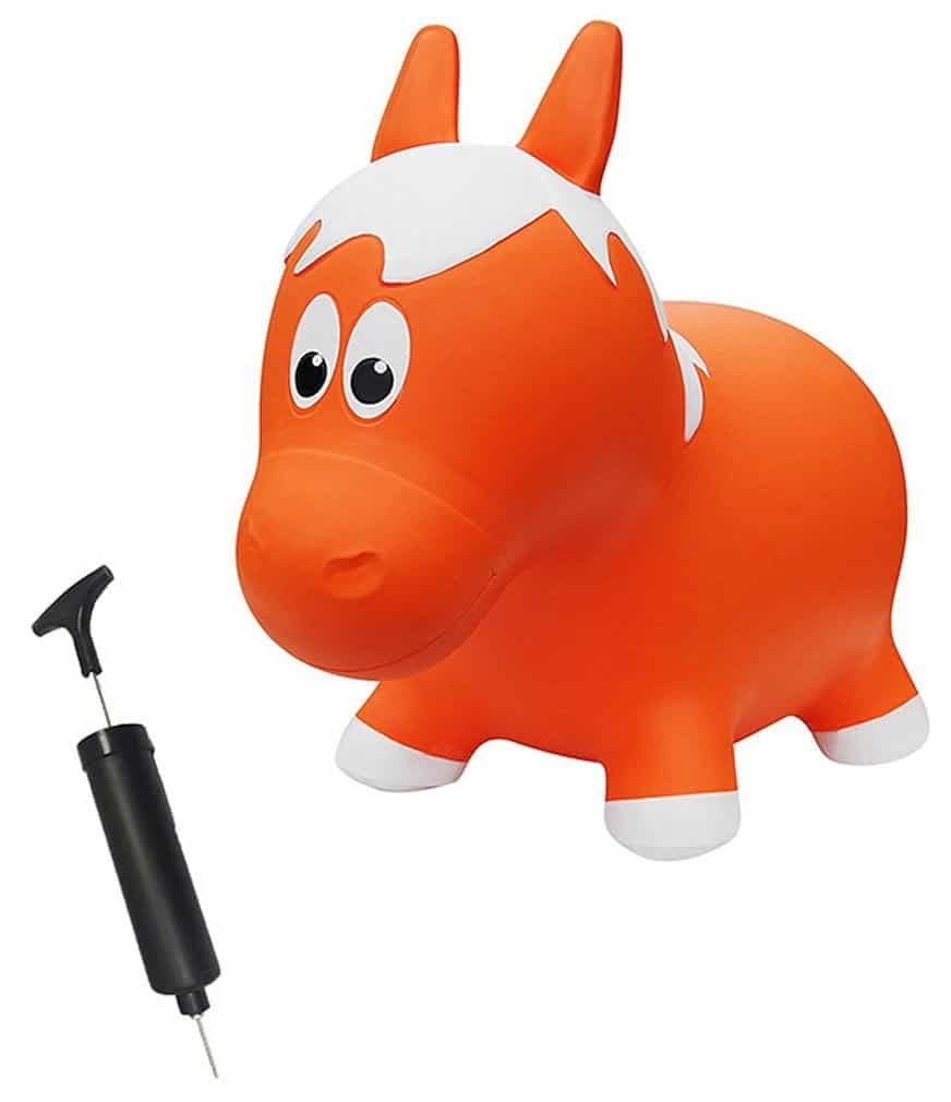 Farm Hoppers - Caballo Inflable Naranja para Niños con Bomba