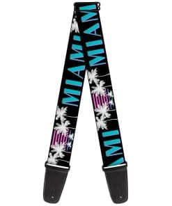 Correa para guitarra Buckle-Down Miami Palm Trees Negro