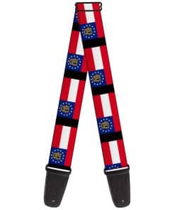 Correa para guitarra Buckle-Down Georgia Flags Negra de 2