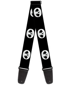 Correa para guitarra cara de panda sonriente negro blanco 2