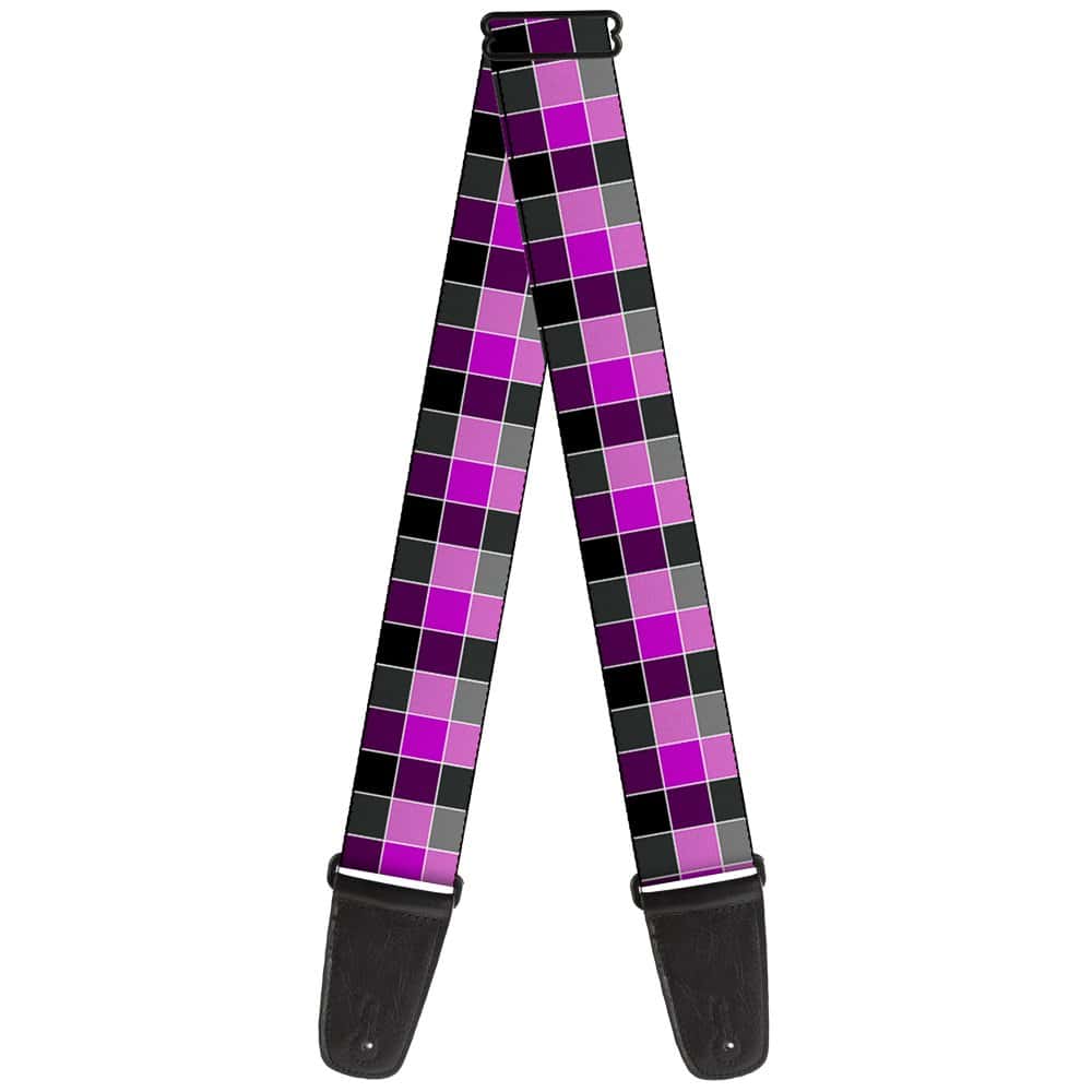 Correa de Guitarra Checker Mosaic Morado de Buckle-Down de