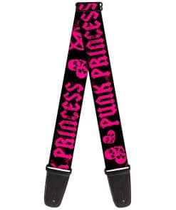 Correa de guitarra Buckle-Down Punk Princess Negra Fucsia