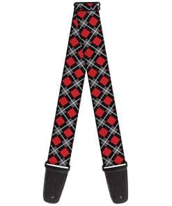 Correa de Guitarra Buckle-Down Argyle Negra Gris Roja 2