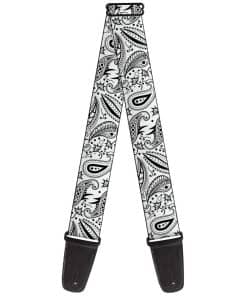 Correa de guitarra Buckle-Down Floral Paisley3 Blanca y