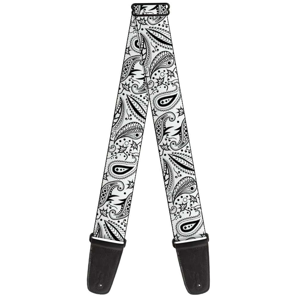 Correa de guitarra Buckle-Down Floral Paisley3 Blanca y