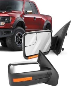 Espejos de Remolque Cromados con Luz de Charco y Señal de