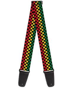 Correa para guitarra Buckle-Down Checker Black Rasta de 2