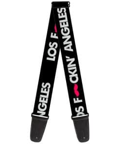 Correa de guitarra Los F*ckin Angeles Mustache Negra Blanca