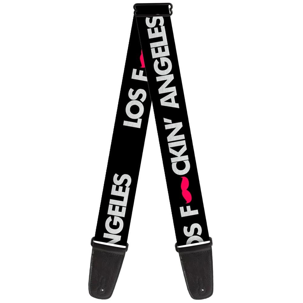 Correa de guitarra Los F*ckin Angeles Mustache Negra Blanca