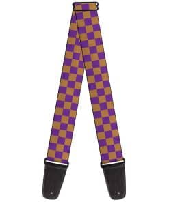 Correa para Guitarra a Cuadros Púrpura Oro de 2 Pulgadas de