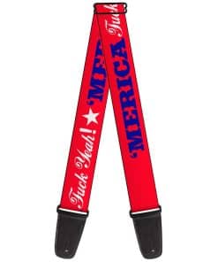 Correa de guitarra Merica Fuck Yeah Star Rojo Azul Blanco 2