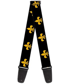 Correa de guitarra Fleur De Lis  Negra y Amarilla de 2