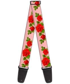 Correa de Guitarra Buckle-Down Trío de Rosas Hojas Rosa 2