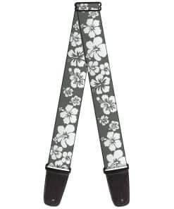 Correa de Guitarra Buckle-Down Hibiscus Gris Blanco 2