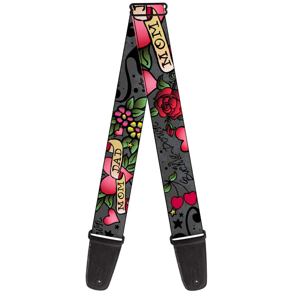 Correa de guitarra Mom Dad Buckle-Down Gris 2 pulgadas de