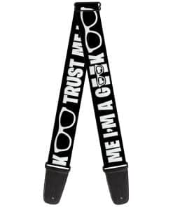 Correa de Guitarra Im A Geek Glasses Negra Blanca de 2