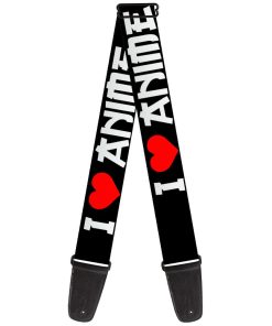 Correa de guitarra Buckle-Down I Love Anime en negro,