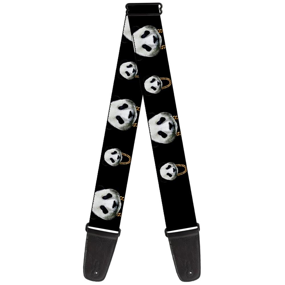 Correa de Guitarra Buckle-Down Panda Cadena Dorada Negra 2