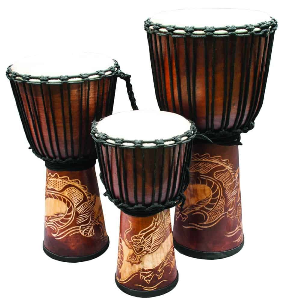 Nuevo Djembe Standard linecarv, 20" alto, 10" cabeza, NK190