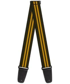 Correa de guitarra a rayas negro y dorado de 2 pulgadas de