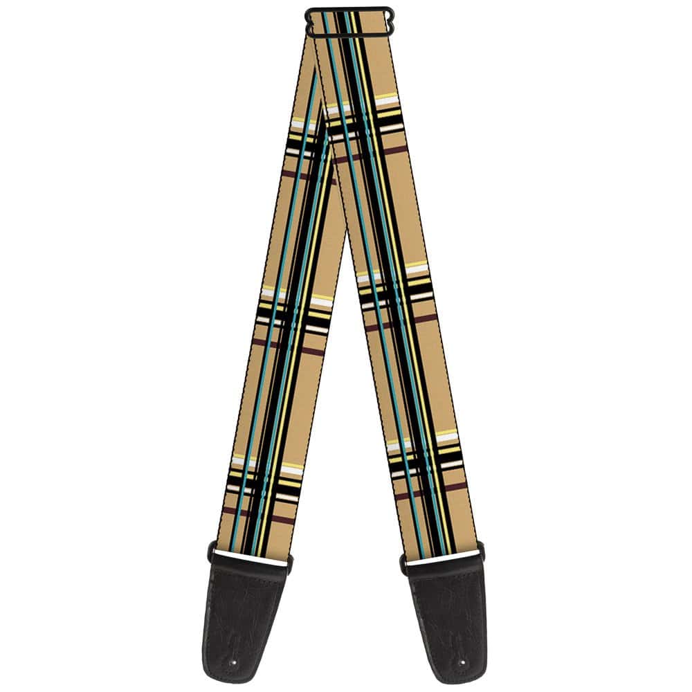 Correa para guitarra a cuadros marrón de 2 pulgadas de ancho