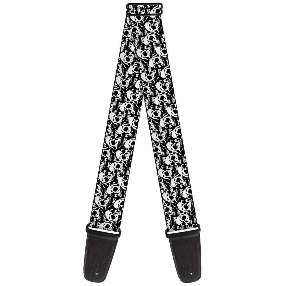 Correa para guitarra Buckle-Down Calavera Negro Blanco 2