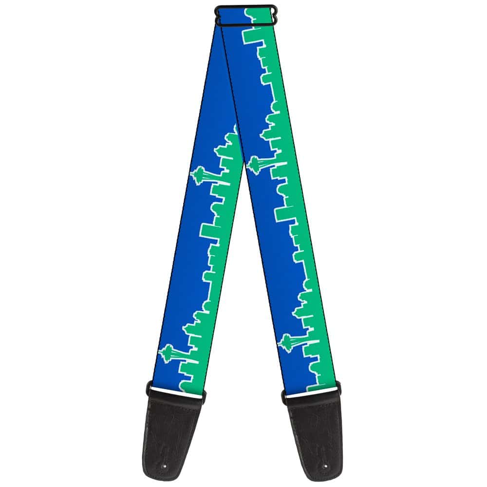 Correa de guitarra Buckle-Down Seattle Skyline Blue Green