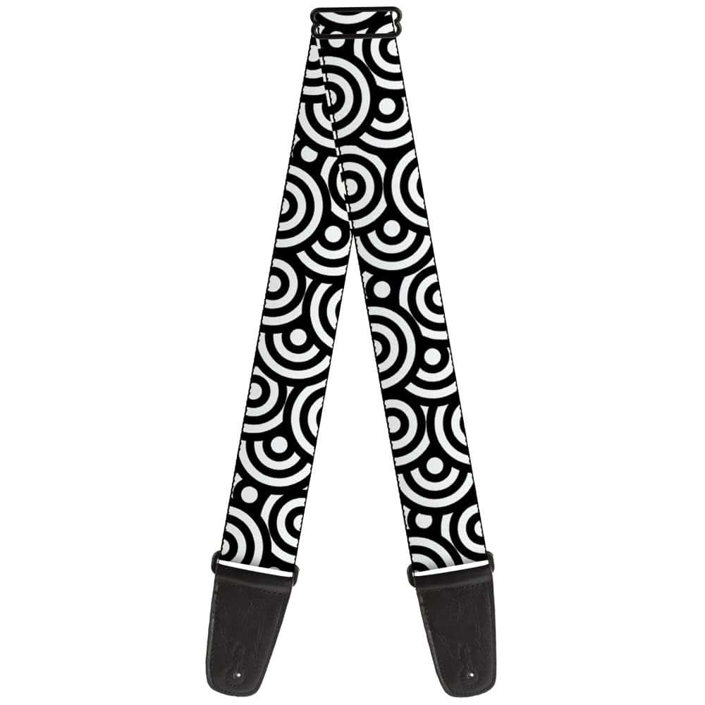 Correa de guitarra Bullseye Stacked Negra Blanca 2 Pulgadas