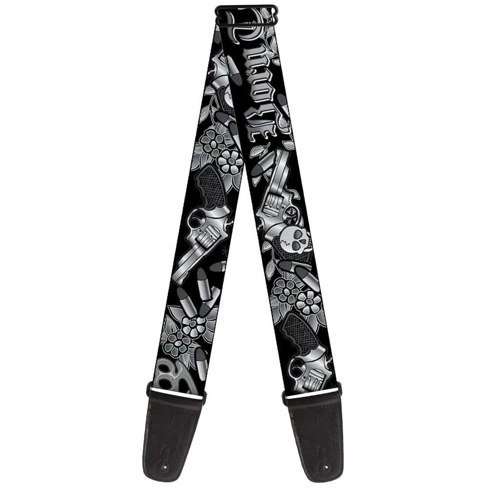 Correa de guitarra Born to Raise Hell negra y blanca de 2