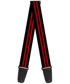 Correa de guitarra de rayas negras y rojas de 2 pulgadas de