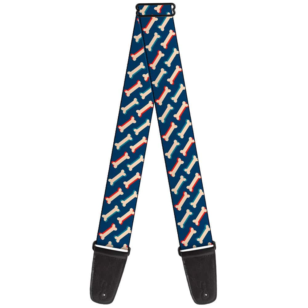 Correa para guitarra Buckle-Down Huesos Azul Tan Rojo 2