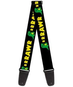 Correa para guitarra Buckle-Down Rrrawr Dinosaurio Negro