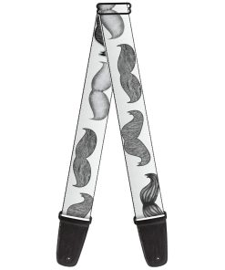 Correa de guitarra Buckle-Down Mustaches White Sketch de 2