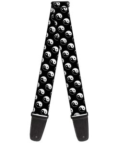 Correa de guitarra Yin Yang Monograma Negro Blanco 2