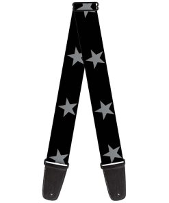 Correa de Guitarra Estrella Negra Plateada 2 Pulgadas de