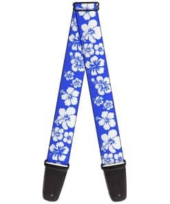 Correa de guitarra Buckle-Down Hibiscus Azul Blanco 2