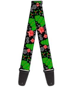 Correa de guitarra Collage Navideño Blanco y Verde 2